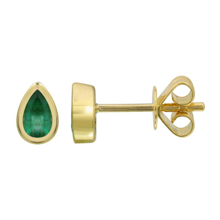 14k gold emerald pear studs