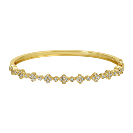 14k gold diamond clover bangle