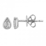 14k gold diamond bezel set pear studs