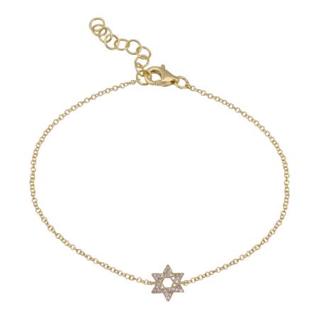 14k gold diamond Jewish Star Bracelet