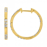 14k gold square pattern diamond inside out hoops