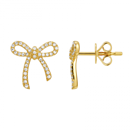 14k gold diamond bow earrings