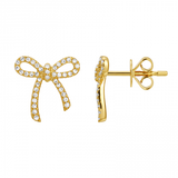 14k gold diamond bow earrings