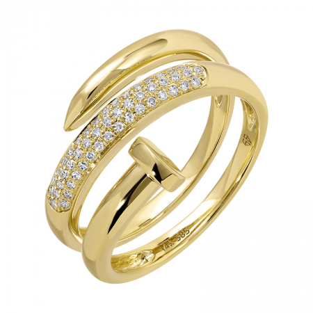 14k yellow gold nail head wrap ring