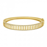 14k yellow gold vertical bar diamond border bangle