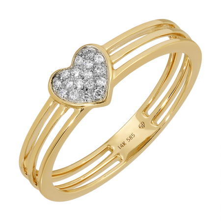 14k gold multi band diamond heart ring