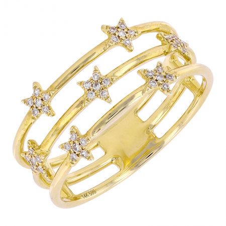 14k yellow gold multi star ring