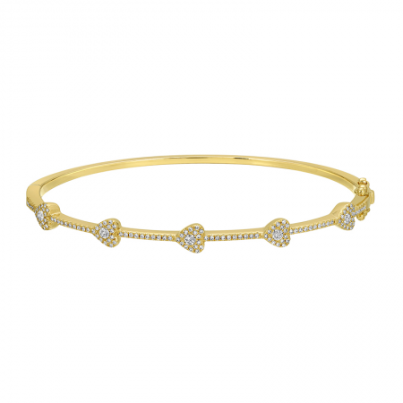 14k yellow gold diamond heart bangle