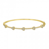 14k yellow gold diamond heart bangle