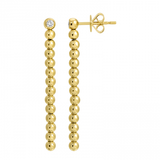 14k yellow gold bead ball diamond drop earrings