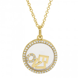 14k yellow gold sapphire cristial diamond love necklace