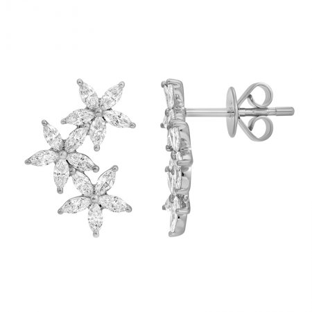 14k gold diamond triple flower posts