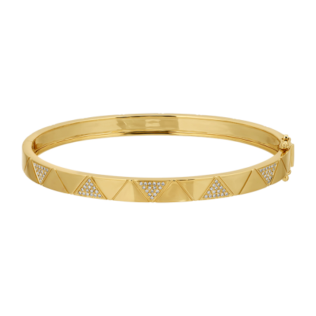 14k gold diamond triangle pattern bangle