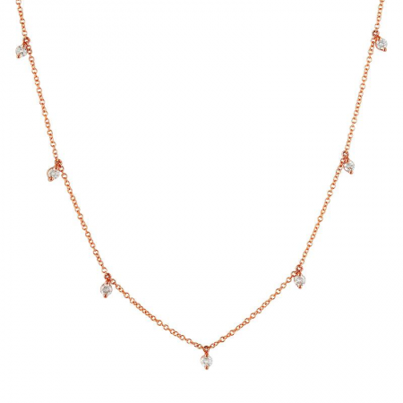 14k gold 7 diamond drop adjustable necklace