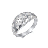 14k gold scattered diamond domed ring